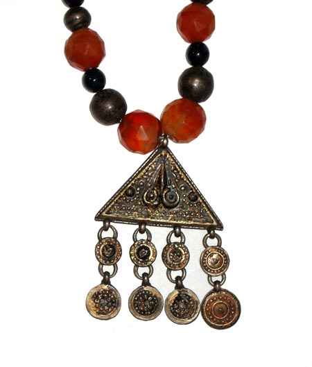 Persian Carnelian & Silver Necklace , 18 cent
