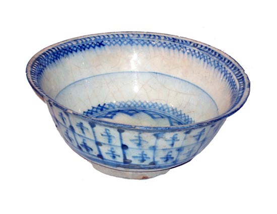 Safavid Blue & White Pottery Bowl