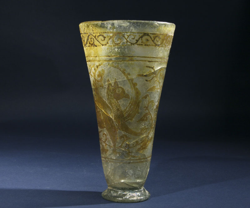 Roman Period Glass Beaker with Later Embelishment.