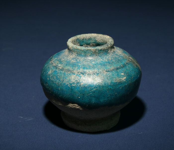 A Miniature Ceramic  Blue Glazed Jar,