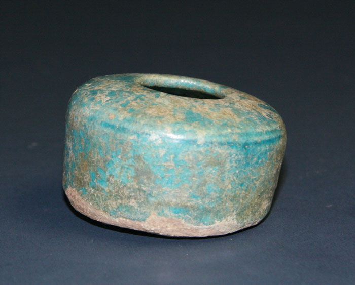 Small Turquoise Glazed Pottery Inkwell