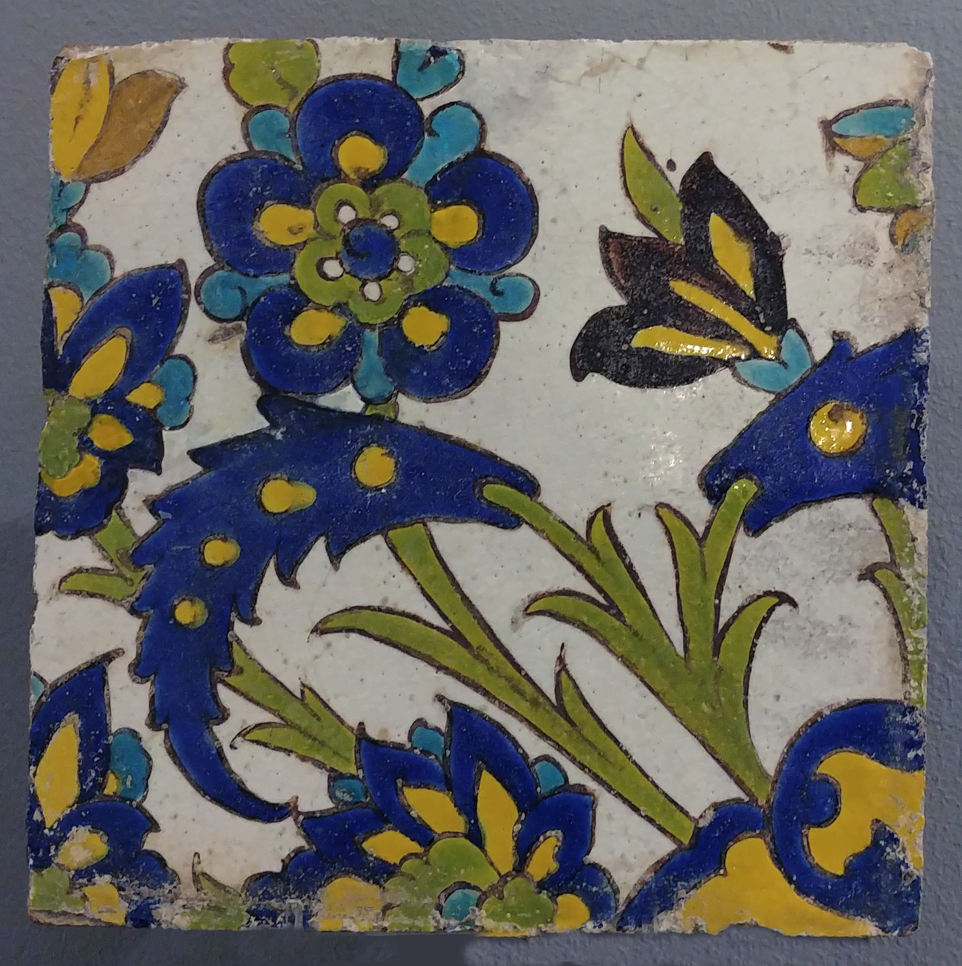 Safavid Cuerda Seca Pottery Tile, 17th century