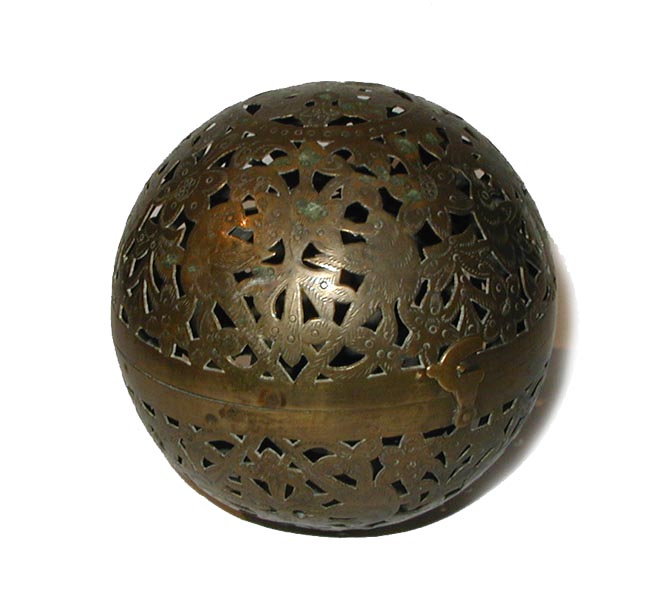 A Persian Brass Hand Warmer, Islamic, 19 c.